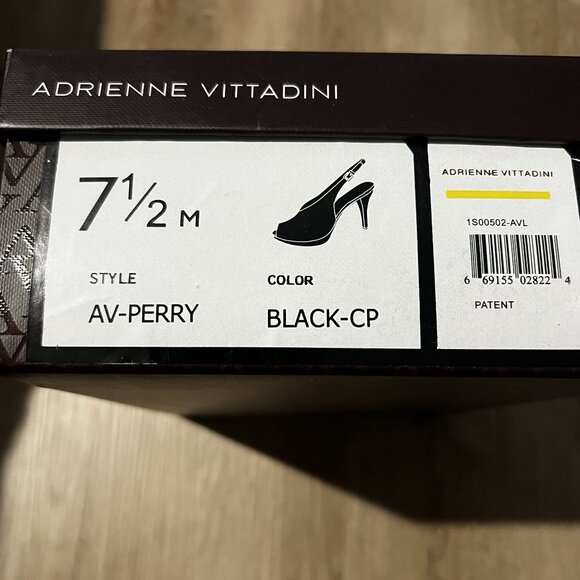 Adrienne Vittadini AV-Perry Women Black Patent Peep Toe Slingback Heels sz 7.5 - Picture 4 of 9